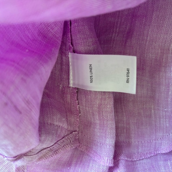 Womens J. Jill Purple Relaxed Notched Collar 100% Linen Medium - Picture 6 of 7